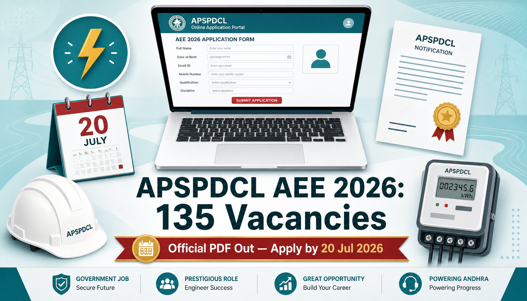 APSPDCL Opens 135 Assistant Executive Engineer Vacancies for 2026; Applications Close July 20